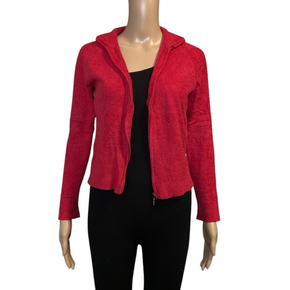 Women's Red Zip-Up Cardigan Sweater - Picture 3 of 3